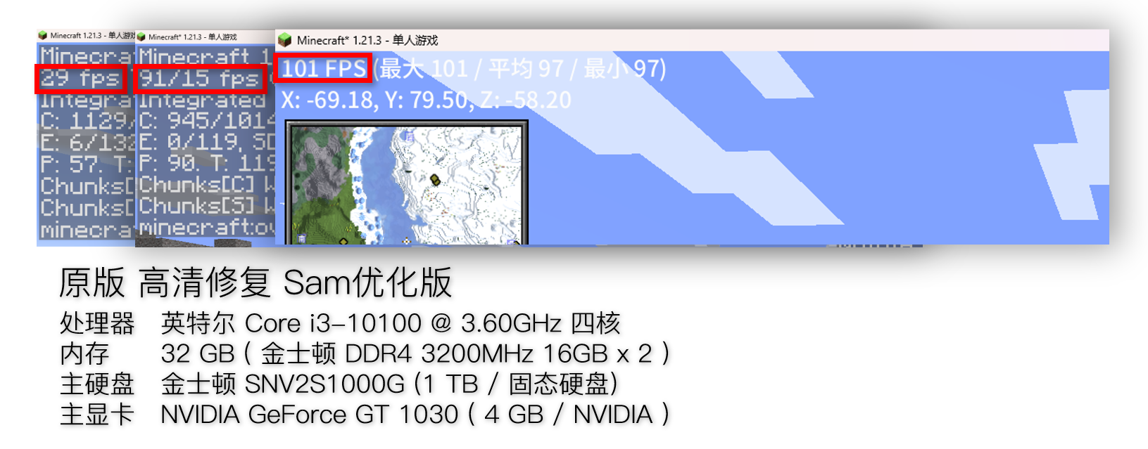 Sam's Minecraft 优化版实机测试